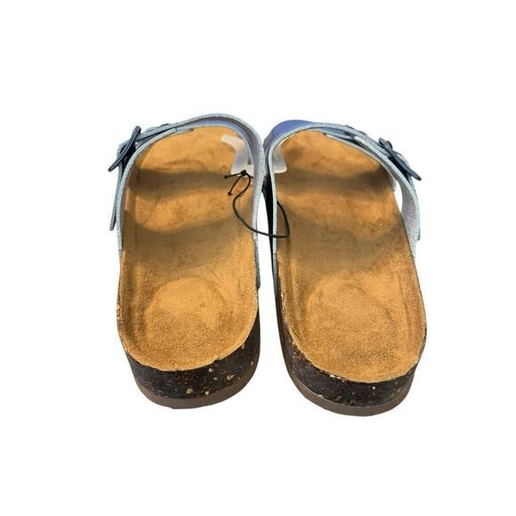 Ladies Size 9 -10 Navy Blue Sandals Adjustable Buckle Straps Open Toe New - Picture 2 of 4